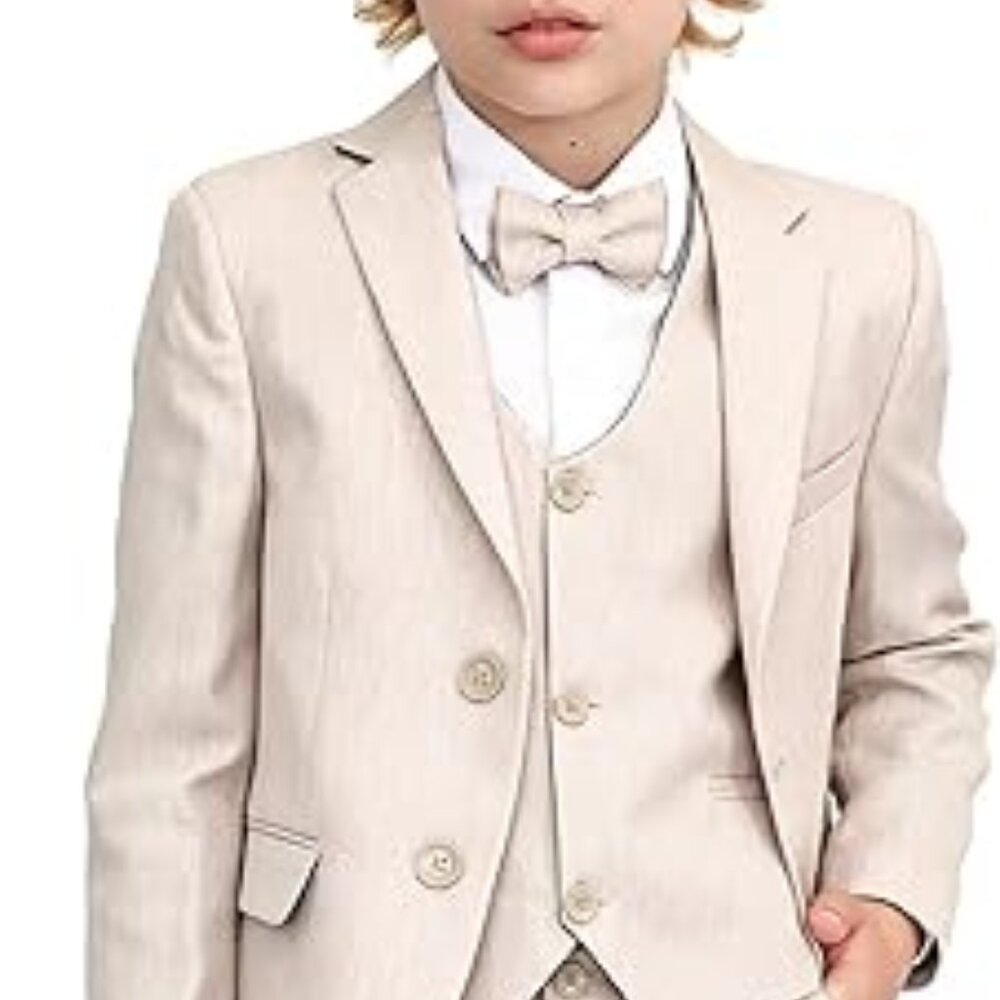 Lilax Boys Formal Suit 5 Piece Outfit Dresswear Suit Set Beige